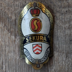 Steuerkopfschild SEKURA, 50er Jahre, Originalschild aus Sammlungsbestand 