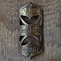 Steuerkopfschild GOLD-RAD, 30er Jahre, Originalschild aus Sammlungsbestand 