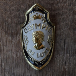 Steuerkopfschild OLYMPIC DE LUX, 50er Jahre, Originalschild aus Sammlungsbestand 