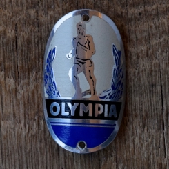 Steuerkopfschild OLYMPIA, 50er Jahre, Originalschild aus Sammlungsbestand 