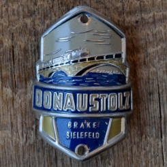Steuerkopfschild DONAUSTOLZ, 50er Jahre, Originalschild aus Sammlungsbestand 