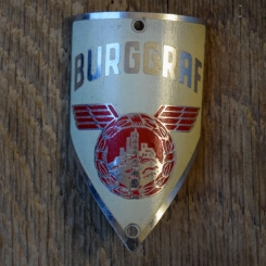 Steuerkopfschild BURGGRAF, 50er Jahre, Originalschild aus Sammlungsbestand 