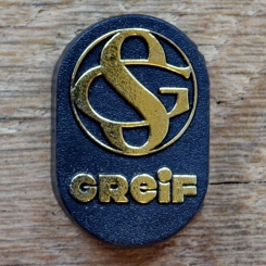 Steuerkopfschild GREIF, 70er Jahre, Originalschild aus Sammlungsbestand 