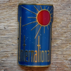 Steuerkopfschild INTERNATIONAL, 30er Jahre, Originalschild aus Sammlungsbestand 