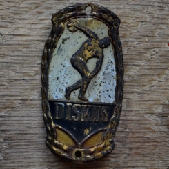 Steuerkopfschild DISKUS, 50er Jahre, Originalschild aus Sammlungsbestand 