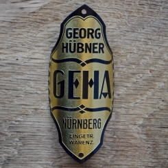 Steuerkopfschild GEHA, 30er Jahre, Originalschild aus Sammlungsbestand 