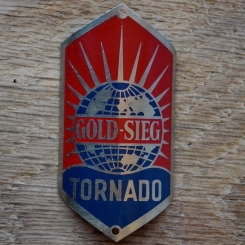 Steuerkopfschild GOLD-SIEG TORNADO, 50er Jahre, Originalschild aus Sammlungsbestand 