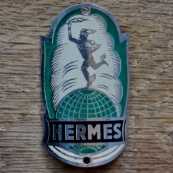 Steuerkopfschild HERMES, 50er Jahre, Originalschild aus Sammlungsbestand 