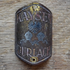 Steuerkopfschild KAYSER DURLACH, 30er Jahre, Originalschild aus Sammlungsbestand 