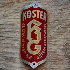 Steuerkopfschild KÖSTER, 50er Jahre, Originalschild aus Sammlungsbestand 