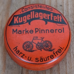 Blechdose "PINNEROL KUGELLAGERFETT" orig. 20 er Jahre, 55 x 19 mm, mit Fettresten 