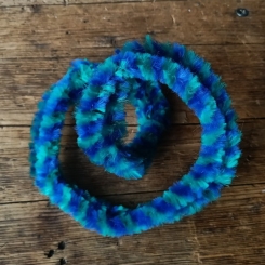 Nabenputzring, blau-grün, flauschig, L=56cm, für Moped und Fahrrad, Drahteinlage, ablängbar 