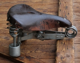 Sattel Herren, LEPPER Primus für Tourenrad, Leder, braun, Gestell verzinkt, original 1980er/90er Jahre, gebr. 