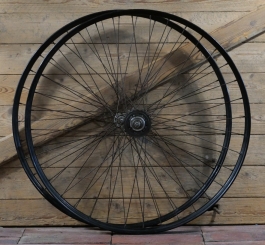 Laufradsatz 28 Zoll (622), für Drahtbereifung, 1938, Naben: ungemarkt verchromt / F&S Torpedo verchromt, gebr. 