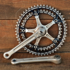 Kurbelgarnitur RINO Corsa, für Schraublager mit Vierkant-Achse, original 80er J., Alu, gebr. 