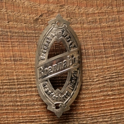 Steuerkopfschild BRENNABOR, Messing vernickelt, original Ende 20er/Anfang 30er Jahre, gebr. 