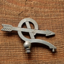 Schutzblechfigur DÜRKOPP, Stahl verchromt, original 30er/40er Jahre, gebr. 