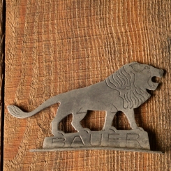 Schutzblechfigur BAUER, Alu, original 30er Jahre, gebr. 