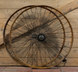 Laufradsatz 26 Zoll (559) für Drahtbereifung Ballonrad, 1934, Holzdekor, GÖRICKE und KOMET Nabe, gebr. 