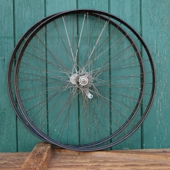 Laufradsatz 28 Zoll (622) für Drahtbereifung, original 1954, Naben: DÜRKOPP vorn, Torpedo hinten, gebr. 