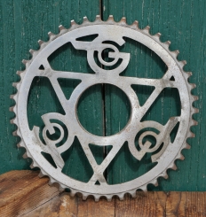 Kettenblatt GÖRICKE, 50er/60er J., 1/2 Zoll, verchromt, Durchmesser Gewinde 54mm, 46 Zähne, gebr. 