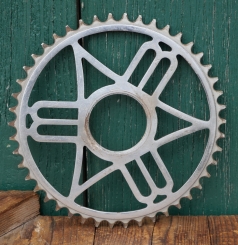 Kettenblatt MEISTER, 30er-50er J., 1/2 Zoll, verchromt, 46 Zähne, gebr. 