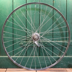 Hinterrad 26 Zoll (559), für Drahtbereifung, SCHÜRMANN Stahl-Felge, verchromt, Nabe SACHS S 3-Gang, NOS 