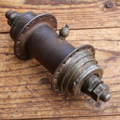Nabe Hinterrad Fahrrad, ungemarkt, 36 Loch, für Schraubritzel (Starr- oder Freilauf), ca. 1900 - 1910, gebr. 