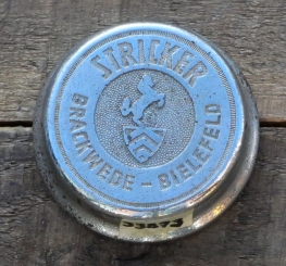 Fahrrad/Moped Klingel Deckel "STRICKER Brackwede-Bielefeld", orig. 50er Jahre, verchromt, ohne Unterteil, siehe Bilder 