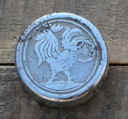 Fahrrad/Moped Klingel Deckel "HAHN IN BACKNANG", orig. 30er Jahre, verchromt, ohne Unterteil, ggf. Gebrauchsspuren 