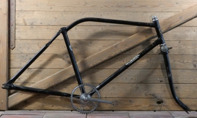 Fahrradrahmen Goebel, Herrenausführung speziell für Hilfsmotor (Lutz), 26 Zoll Ballon, 1950er J. 