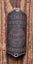 Steuerkopfschild Miele, 30er-50er Jahre, Originalschild aus Sammlungsbestand 