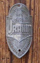 Steuerkopfschild URANIA, 30er Jahre, Alu, Originalschild aus Sammlungsbestand 