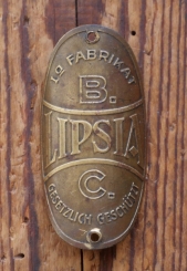 Steuerkopfschild LIPSIA, 20er/30er Jahre, Messing, Originalschild aus Sammlungsbestand 