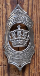 Steuerkopfschild CORONA, 20er/30er Jahre, Messing vernickelt, Originalschild aus Sammlungsbestand 
