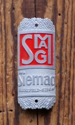 Steuerkopfschild SIEMAG/Eiserfeld-Sieg, 30er-50er Jahre, Aluguss lackiert, Originalschild aus Sammlungsbestand 