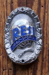 Steuerkopfschild RESI/Berlin, 30er-50er Jahre, Spritzguss lackiert, NOS 