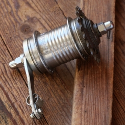 Nabe Hinterrad Fahrrad, F+S Torpedo Automatic 2-Gang, 70er/80er J., verchromt, NOS 