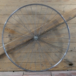 Vorderrad 27 Zoll (630), 70er J., für Rennrad, SCHÜRMANN Super Drahtreifenfelge, verchromt, Nabe: UNION verchromt, gebr. 