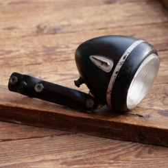 Scheinwerfer Hella, für Fahrrad, orig. 30er/40er J., schwarz, Durchmesser ca. 8,5 cm, gebr. 