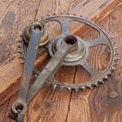 Kurbelsatz GÖRICKE für Tourenrad, orig. 40er Jahre, verchromt, Glocken-Sechskant, gebr. 