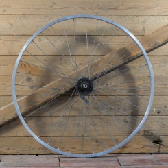 Hinterrad mit GRÜNERT-Felge, Alu, 28 Zoll (622), 80er/90er J., Breite ca. 25 mm, Nabe F&S 3-Gang Mod. S, gebr. 