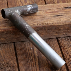Winkelsattelstütze, Durchmesser: 24,2 mm, Schaftlänge: ca 145 mm, verchromt, orig. 20-40er Jahre,  gebr. 