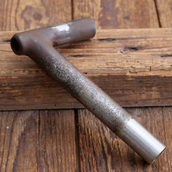 Winkelsattelstütze, Durchmesser: 23,2 mm, Schaftlänge: ca 145 mm, verchromt, orig. 20-40er Jahre,  gebr. 