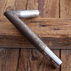 Winkelsattelstütze, Durchmesser: ca. 24,0 mm, Schaftlänge: ca 155 mm, verchromt, orig. 20er-40er Jahre, gebr. 