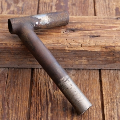 Winkelsattelstütze, Durchmesser: 22,5 mm, Schaftlänge: ca 135 mm,vernickelt, orig. 10er-30er Jahre, gebr. 