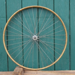 Vorderrad 26 Zoll, Außendurchmesser ca. 585 mm, für Wulstbereifung, Felge 20er/30er J., Holzdekor,  RENAK-Nabe, gebr. 