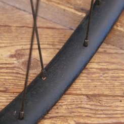 Vorderrad 28 Zoll, Außendurchmesser ca. 645mm, für Wulstbereifung, 1930er J., schwarz,, F&S-Nabe verchromt, gebr. 