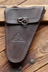 Werkzeugtasche LOHMANN für Herrenrad, Echtleder, dunkelbraun, original 30er/50er Jahre, gebraucht 