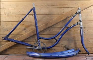 Fahrradrahmen PHÄNOMEN/Hamburg Modell Extraklasse, für Tourenrad, Damen, 1954, 26 Zoll, Stahl, blau/silber, gebr. 